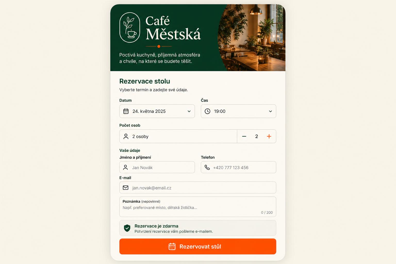 Public widget — guest table picker